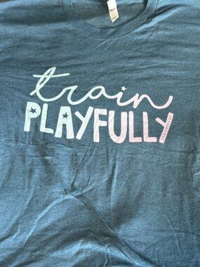 Dog Training Sport T-Shirt XL “Train Playfully” Agility Obedience Rally Disc Dog